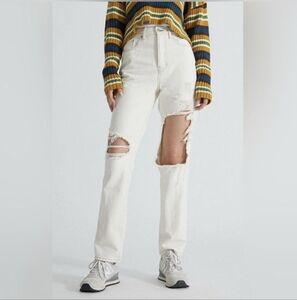 NWT PacSun Dad Jean in Bone Size 28 Dad Destroyed Jeans NEW